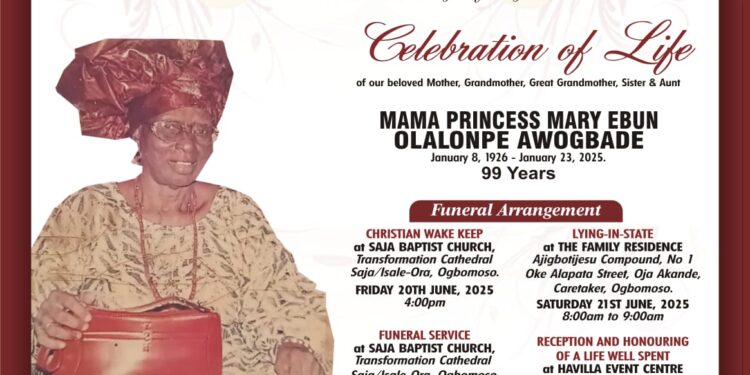 Veteran Educator and Devout Christian, Princess Mary Ebunola Awogbade, Passes On at 99