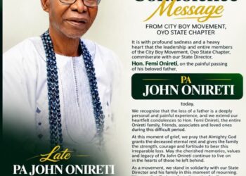 City Boy Movement Mourns Father of Oyo State Director, Hon. Femi Onireti